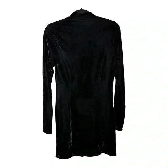 Naked Wardrobe Black Velvet Mini Dress with Slit Small - Picture 4 of 7
